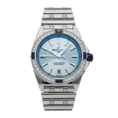 Breitling Super Chronomat Steel Auto Light Blue Diamond Watch 38mm A17356531C1A1 - Image 1 of 4