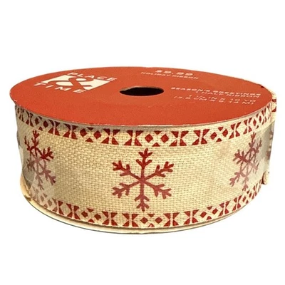 Place & Time Holiday Ribbon Red Snowflake 1.5" X 10 Yds Wired Edges Christmas - Image 1 of 4