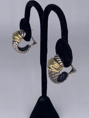 DAVID YURMAN Sterling Silver & 14k Gold LARGE Shrimp Earrings - Image 1 of 4