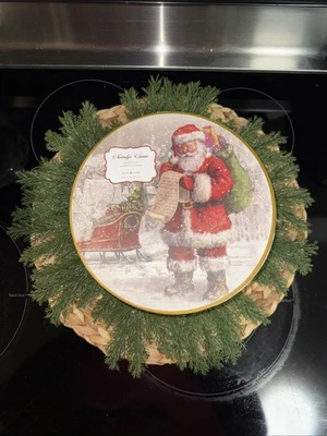 Pottery Barn Nostalgic Santa Christmas Salad Plates Set of 4 NIB - Image 1 of 4