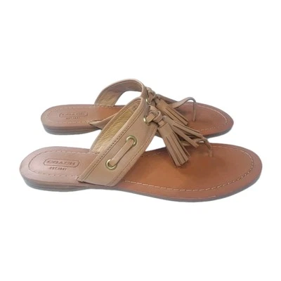 Sandalias Coach Sheena Vachetta de cuero con borlas para mujer talla 8,5 B zapatos tostados Foto 1 de 4