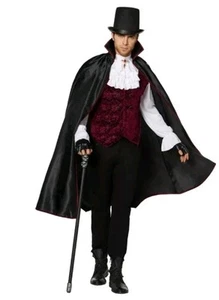 Mens Vampire Costume Adult Count Dracula Cape Halloween M - Picture 1 of 4