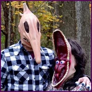 Halloween Costume Adult Beetlejuice Barbara and Adam Monster Mask Couple Fre Hot - Picture 1 of 26