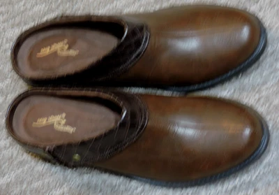 Mules sin cordones Easy Street Brand para mujer marrón imitación cuero talla 8M 2 tonos tacón 1,5" Foto 1 de 4