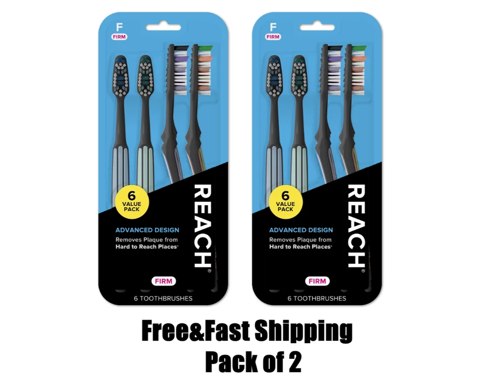Зубная щетка Reach Advanced Design, твердая щетина, эргономичная, упаковка 12 штук - Изображение 1 из 1