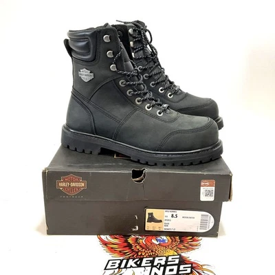 NUEVAS botas de seguridad impermeables negras Harley para hombre talla 8,5 Drewett 7,25" D93855-8,5 Foto 1 de 4