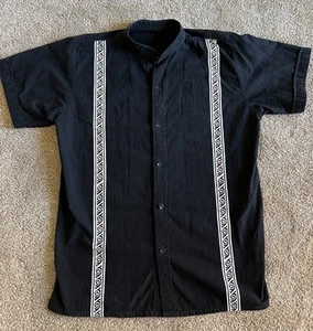 Cubavera Camp Shirt Men Small Black Short Sleeve Bowling Cigar Cuban Van - Picture 1 of 6