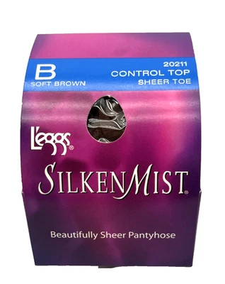 Leggs Silken Mist Control Top Size B Soft Brown Pantyhose Sheer Control Top - Image 1 of 4