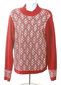 White Stag Womens Large (12-14) Red Acrylic Cotton Snow Flake Christmas Sweater - Picture 1 of 6