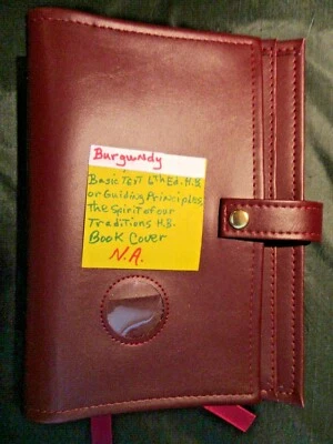 Narcotics Anonymous NA 6th Basic Text How & Why Burgundy double book Cover - Image 1 of 4