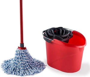 Vileda Supermocio Microfibre and Cotton Mop and Bucket Set, Mop for Cleaning - Picture 1 of 12