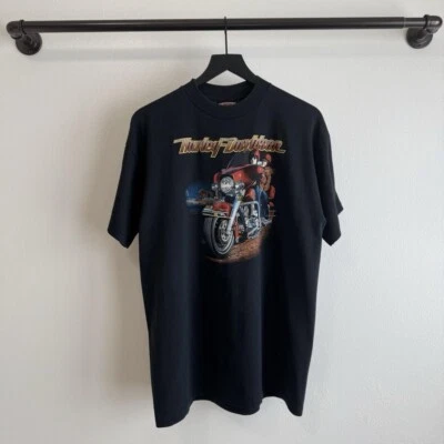 Vintage 3D Emblem 1990 Harley Davidson Road King Biker Shirt Size XL - Image 1 of 4