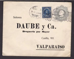 Chile Daube & Co printed 5c stationery envelope +5c Antofagasta 1912 - Picture 1 of 2