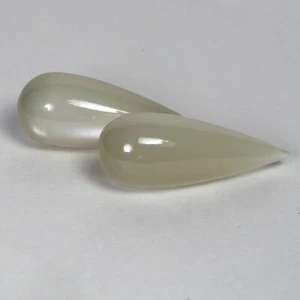 18.60Cts Natural Milky White Moonstone 20mm Long Drop Cabochon Matching Pair - Picture 1 of 5