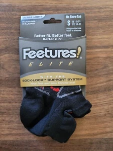 Feetures! Elite Ultra Light No Show Tab Black/Fiery Red S - Picture 1 of 1