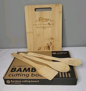 Kitchenvoy Mama besonderes Liebesgedicht Lasergravur Bambus Schneidebrett Geschenkset - Bild 1 von 6