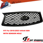 For Infiniti Q50 Sedan 2018-2023 Gloss Front Hood Bumper Upper Grill With Sensor