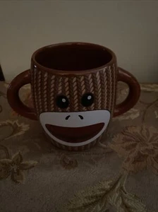 Sock Monkey Coffee Mug Cup Double Handled Galerie - Picture 1 of 3