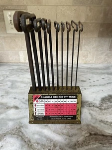 Vintage Eklind Tool Co. 10 Pc. T-Handle Hex Key Set Tools w/ Stand - Picture 1 of 11