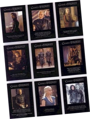 Game Of Thrones Season 3 (Three) - 9 Card "Quotable Game Of Thrones" Set Q21-Q29 - Image 1 of 3