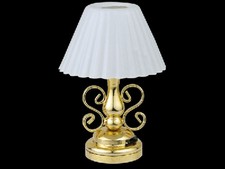 Dolls House Miniature 1/12th Scale LED Brass Table Lamp with Shade SBLED278