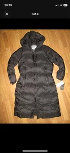 Womens LONDON FOG Down insulated mid calf length hooded jacket coat L Lg NWT - Picture 1 of 2