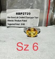Sz6 Ring RBP2729 LC Champagne Topaz Ring Bomb Party Rhodium P Band SR$148