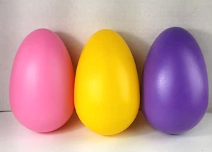 3 Uova di Pasqua Soffiate 8" Rosa Giallo Viola Casa Vacanze Interno Esterno Decorazione - Foto 1 di 15