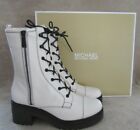 MICHAEL KORS Anaka Bootie Lt Cream Leather Lace Combat Boots Shoes US 6 M NWB