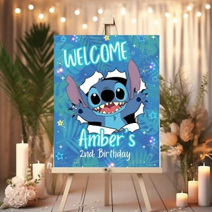 Cartel de bienvenida personalizado decoración fiesta cumpleaños puntada A2 A3 A4 - Imagen 1 de 5