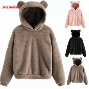 Winter Women'S Hoodies Winter Women Long Sleeve Rabbit Ear Hood Sweatshirt Cute - Picture 1 of 40