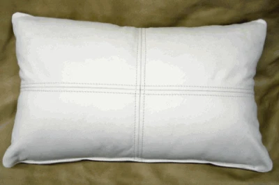 White Pillow Cushion Stylish Cover Leather Decor  Genuine Soft Lambskin - Image 1 of 3