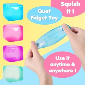 3 Pack Colorful Squishy Gel Fidget Cubes | Anxiety Relief Toys for Kids & Adults - Picture 1 of 7
