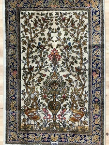 Orient Persian carpet Oriental carpet Ghom tree of life tree of life with seal - Picture 1 of 12