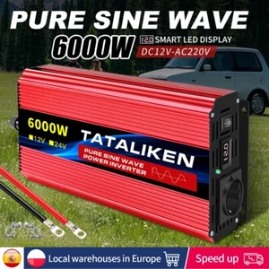 6000W Inversor de Onda Sinusoidal Pura CC 12V a CA 220V 50HZ Solar Convertidor - Imagen 1 de 20
