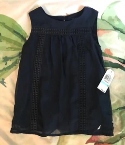 Nautica Navy Blue Blouse/Shirt NWT Toddler Girl Size 5T  - Picture 1 of 6