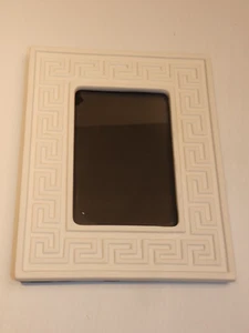 Jonathan Adler Ceramic Photo Frame, White, Greek Key Design, 4-1/2" x 6-1/2" - Picture 1 of 3