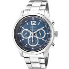SEIKO Chronograph SRW009 SRW009P1 Men 24 Hour Blue Dial 100m Steel Watch