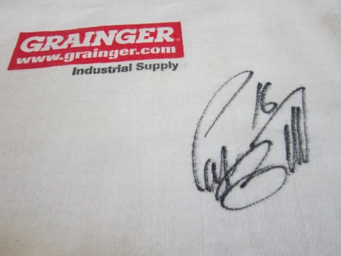 Vintage GREG BIFFLE Signed #16 GRAINGER Autograph Shirt L Mens LARGE Industrial Cover