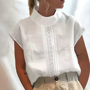 Summer Saving Clearance 2024! Women Tshirts under $5 Clearance White Solid Colo - Picture 1 of 11