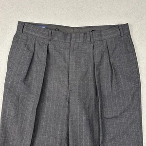Vintage Brooks Brothers Herren Hose 34x32 Made in USA Streifen Reine Wolle Plissee - Bild 1 von 10
