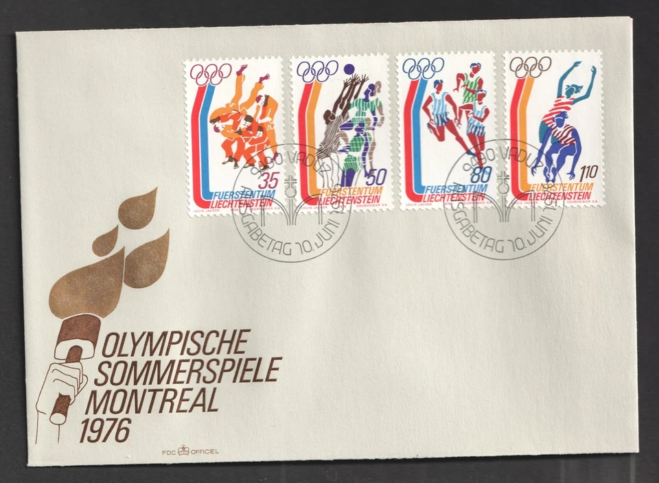 1976 Liechtenstein Olympic Games Montreal FDC. Vaduz First Day Cover — 第 1/1 张图片