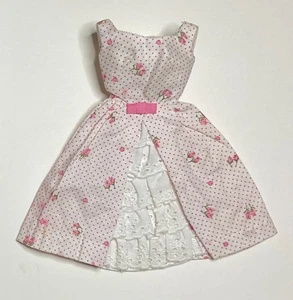 Vintage Barbie 1962 #931 Garden Party Dress Pink Flowers & Pindots – Dress Only - Picture 1 of 5