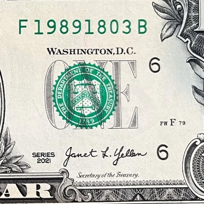 March 18, 1989 (19891803) One Dollar Fancy Serial Number Birthday Note - Image 1 of 3