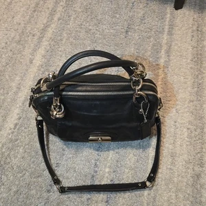 COACH #F22304 Kristen Black Leather Double-Zip Satchel Shoulder Bag - Picture 1 of 18