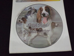 1 autocollant - motif   chien  SETTER IRLANDAIS ROUGE ET BLANC - Picture 1 of 1