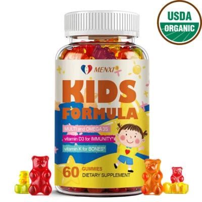 Gomitas multivitamínicas orgánicas MENXI - Soporte para crecimiento cerebral y fuerza ósea 60 piezas Foto 1 de 4