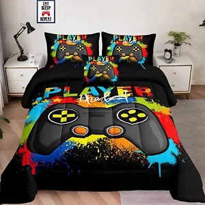 6 Pieces Gamer Comforter Set for Boys Gaming Bedding Set Full Size,Video Game... - Picture 1 of 6