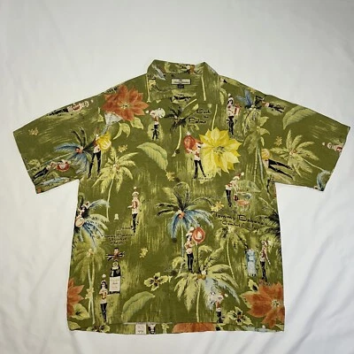Tommy Bahama Shirt Mens M Green Silk Cool Yule Hawaiian Beach Cruise Christmas - Image 1 of 4