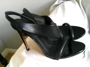 DONNA KARAN NEW YORK BLACK STRAPPY STILLETO SANDALS, 10M - Picture 1 of 5